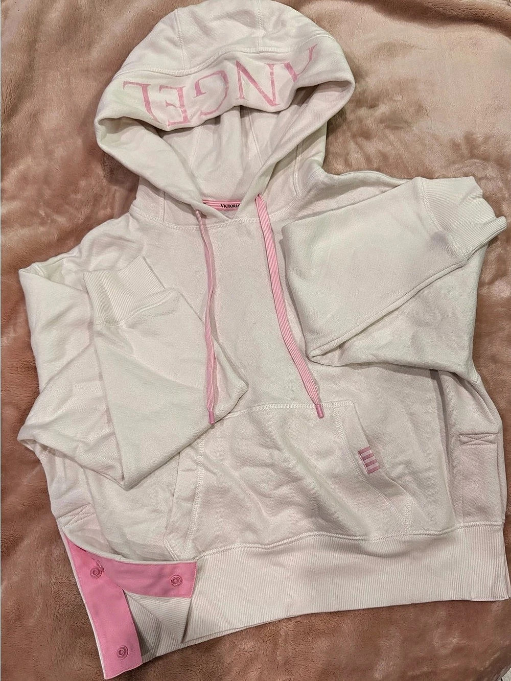 Victoria's Secret Pink & White Zip Hoodie Size XS NWT